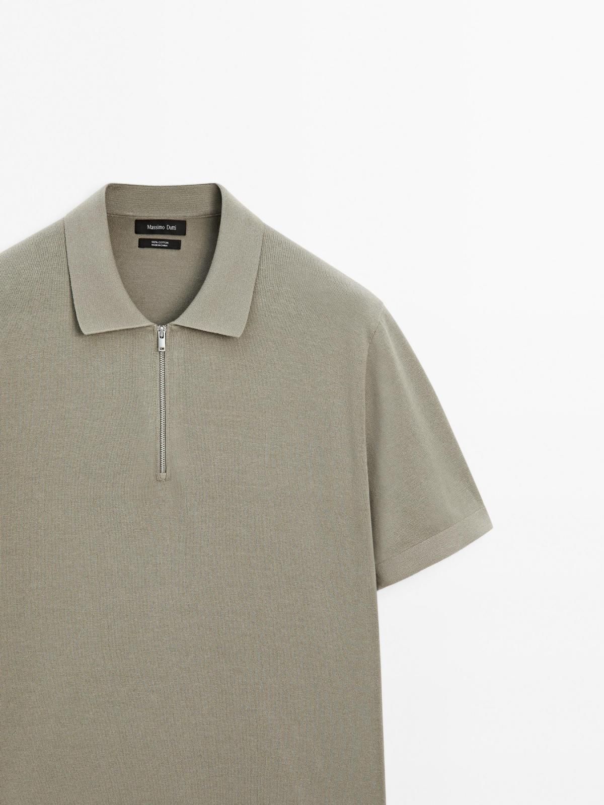 마시모두띠 미니멀 코튼 니트 지퍼넥 폴로 반팔셔츠 0940/201 TAUPE GREY - 상세 이미지 5