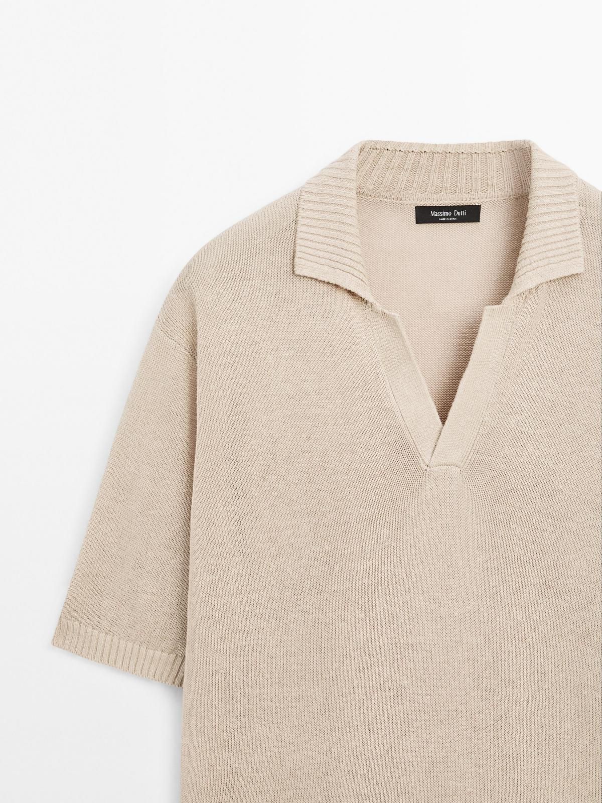 마시모두띠 린넨 블렌드 브이넥 베이지 반팔 니트 폴로셔츠 0957/203 BEIGE - 상세 이미지 5