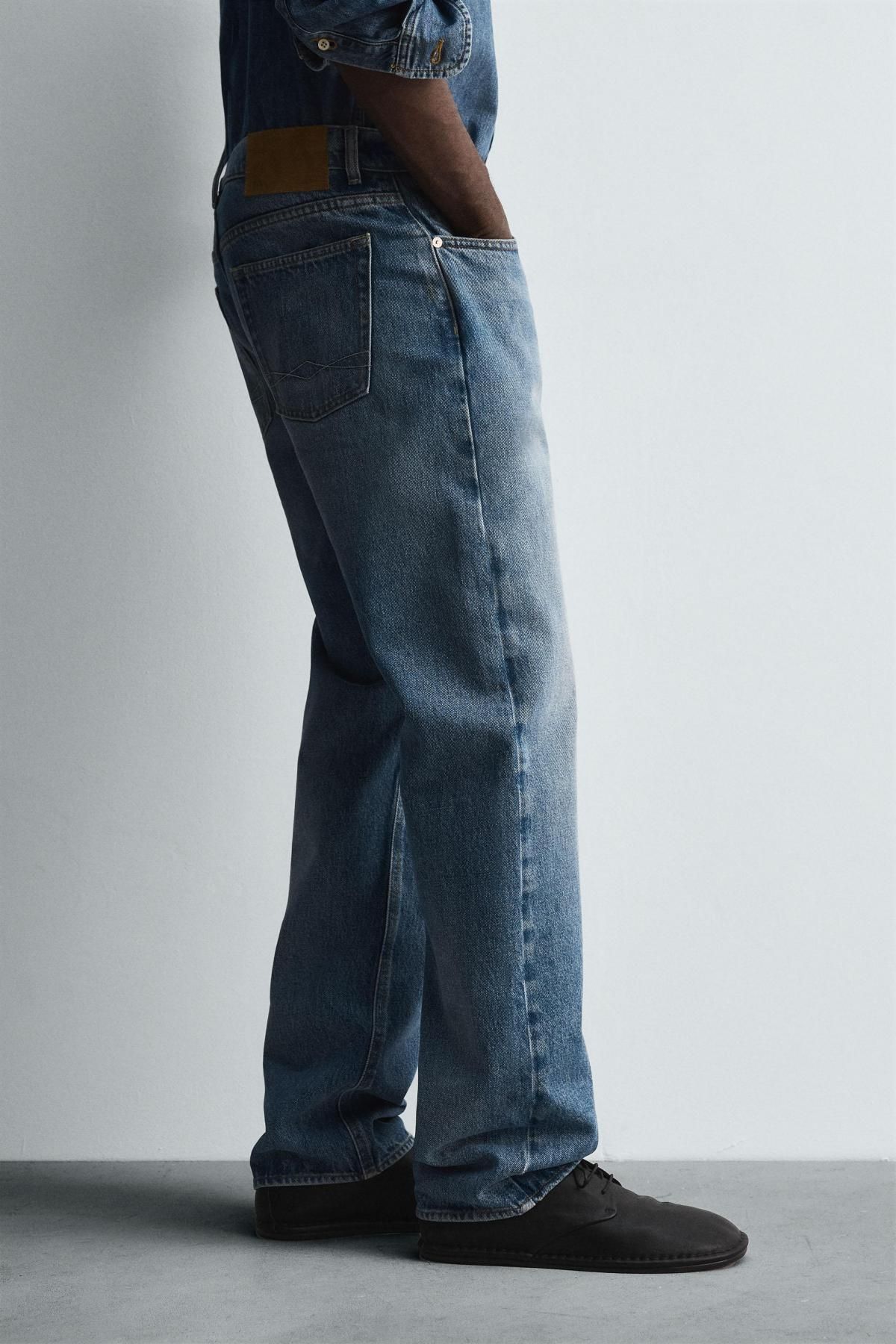 자라 릴렉스핏 워싱 데님 스트레이트 청바지 3991/393 MID-BLUE - 상세 이미지 5