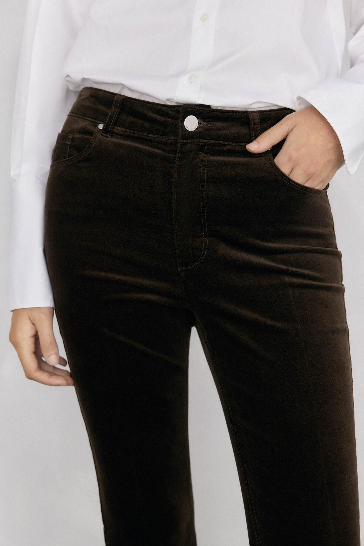 페드로 델 이에로 테크니컬 벨벳 플레어 크롭 팬츠 7602522 MARRON - 상세 이미지 3