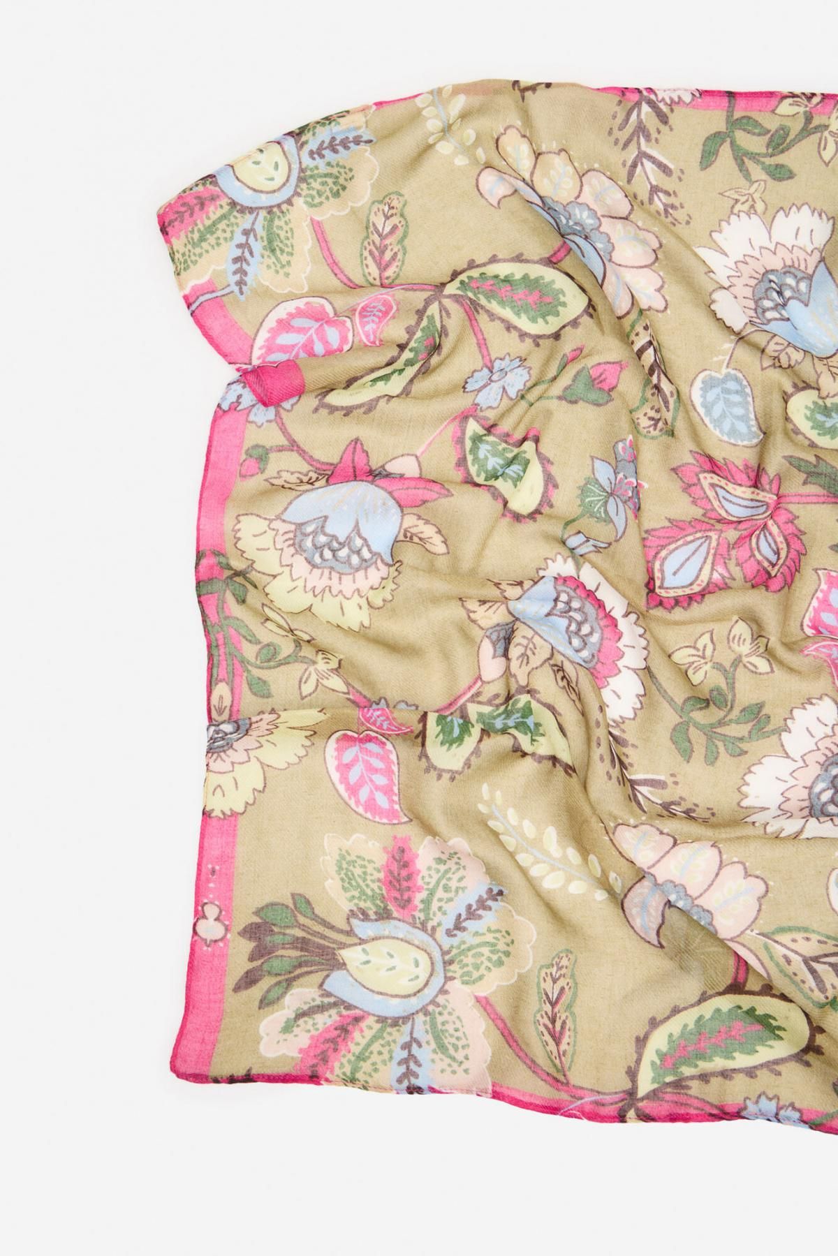 꼬르떼피엘 플로럴 프린트 멀티컬러 스카프 6932048 VERDE - 상세 이미지 3