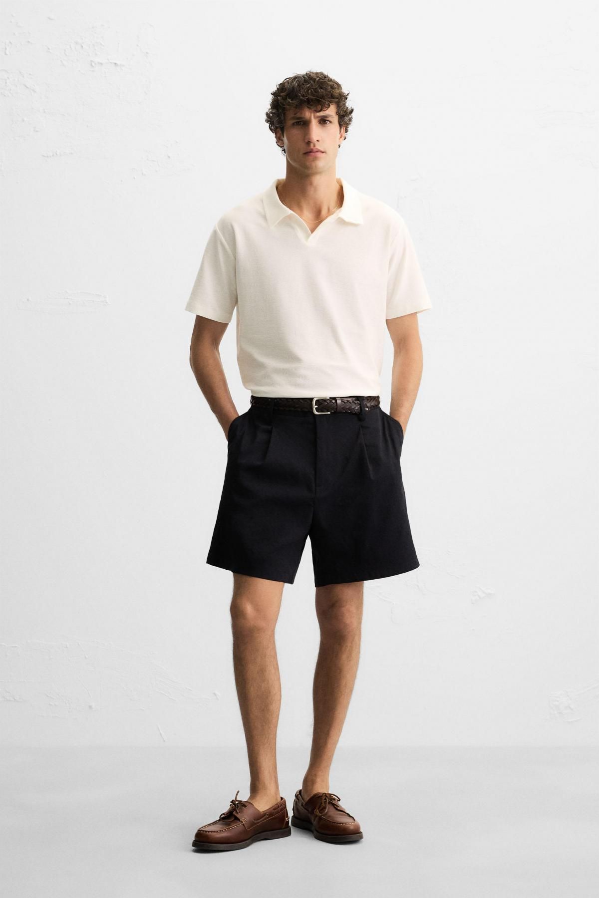 자라 아이보리 텍스처 레귤러핏 반팔 폴로셔츠 5372/301 OYSTER-WHITE - 상세 이미지 2