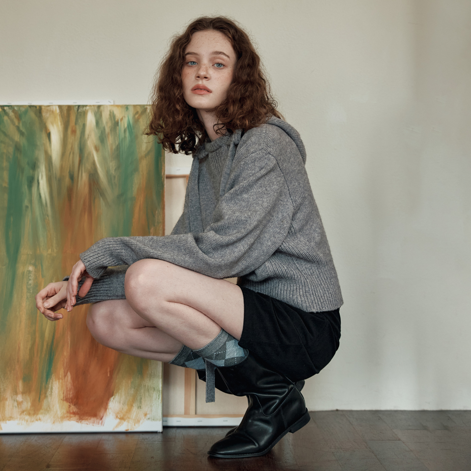 [슈퍼적립][제로스트릿] [2컬러] 유니 후드 스웨터 YUNIE HOOD SWEATER 제품 이미지