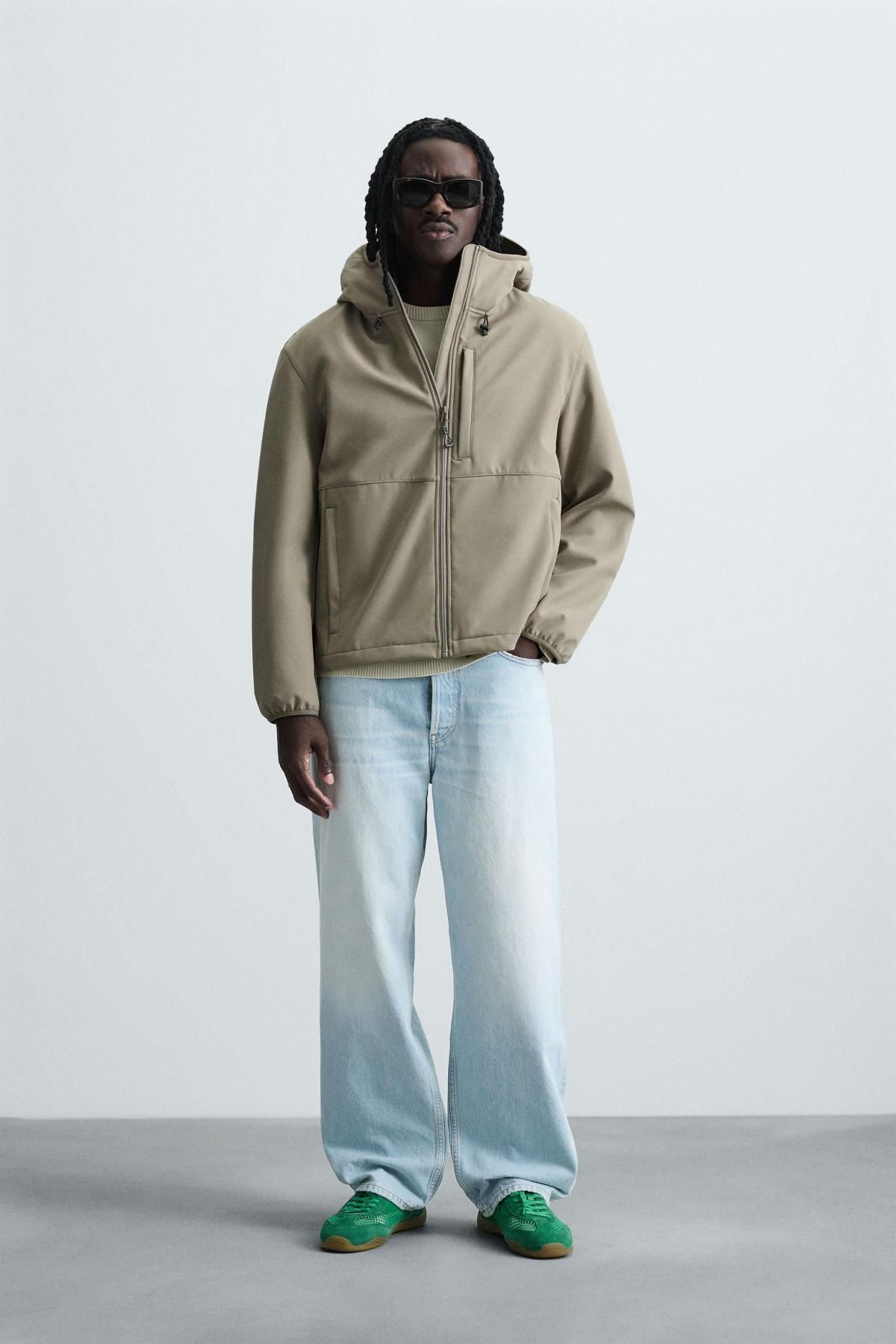 자라 테크니컬 컴팩트 플리스 후드 집업 재킷 3918/420 LIGHT KHAKI - 상세 이미지 2