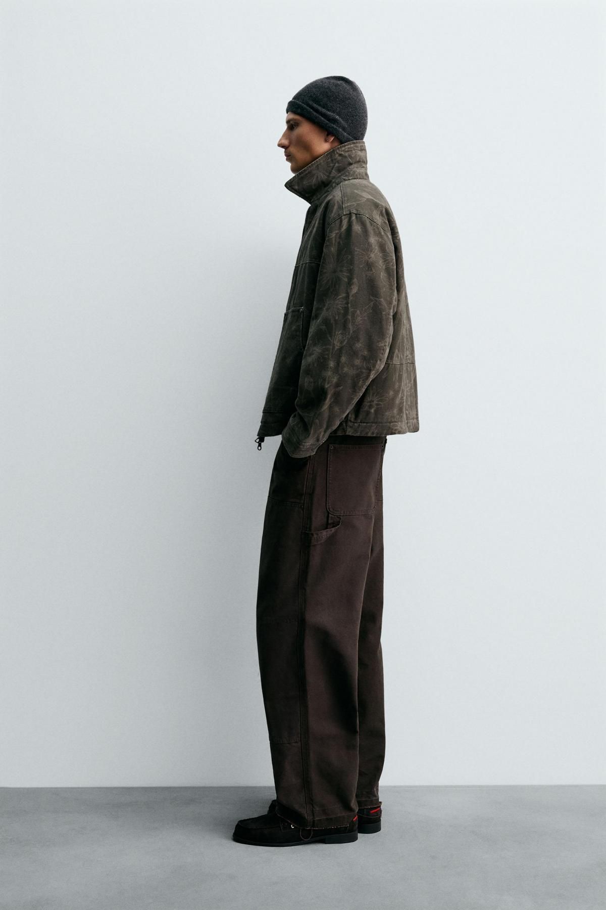 자라 플라워 프린트 코튼 크롭 재킷 3918/303 DARK KHAKI - 상세 이미지 5