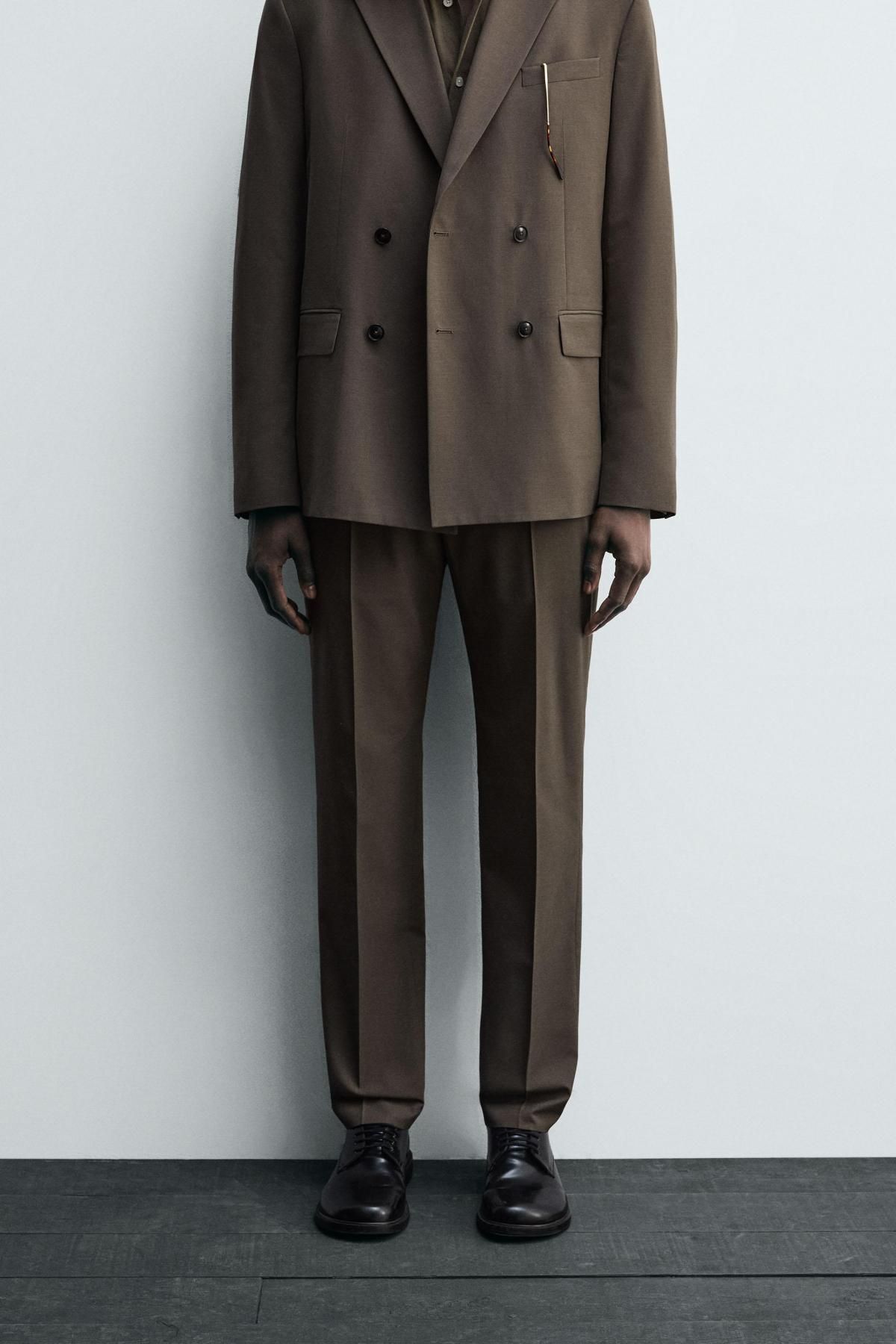 자라 슬림핏 울블렌드 테일러드 정장 팬츠 1564/361 TAUPE GREY - 메인 이미지
