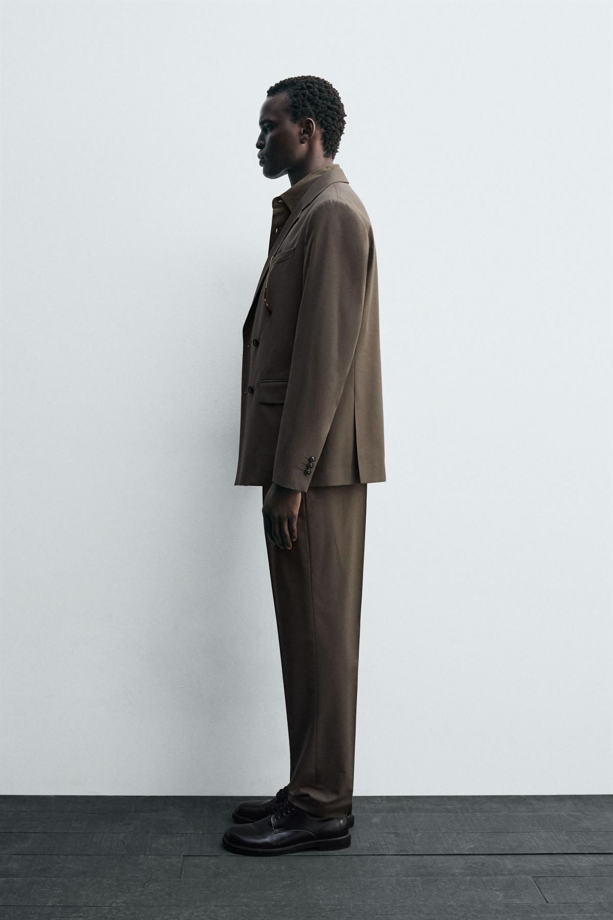 자라 슬림핏 울블렌드 테일러드 정장 팬츠 1564/361 TAUPE GREY - 상세 이미지 4