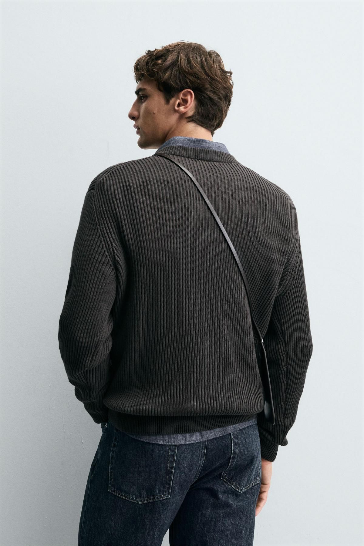 자라 리브드 텍스처 라운드 니트 스웨터 3284/305 GREYISH - 상세 이미지 4