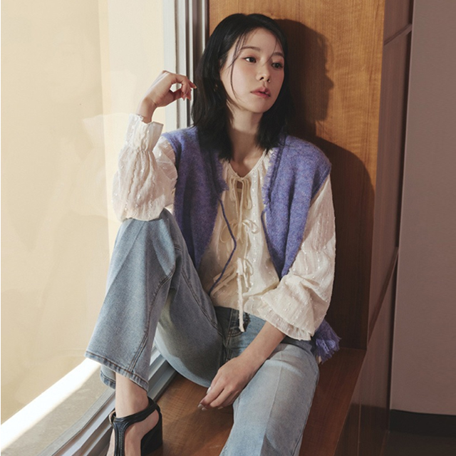 25FW 보호시크 리본 블라우스 - 상세 이미지 2