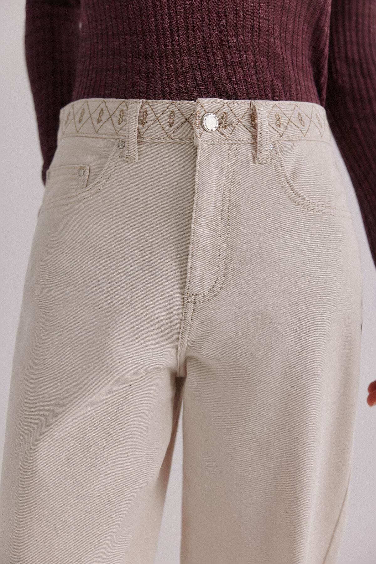 호스 인트로피아 자수 스트레이트핏 데님 팬츠 8022171 MARFIL - 상세 이미지 4