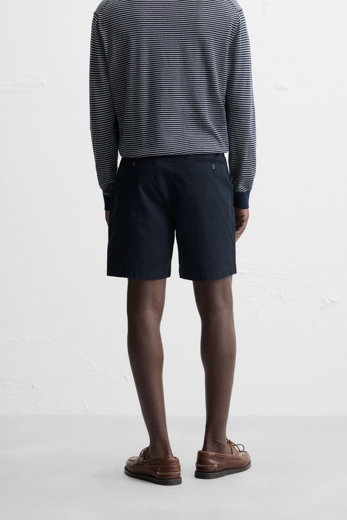 자라 코튼블렌드 플리츠 버뮤다 반바지 6786/788 NAVY BLUE - 상세 이미지 4