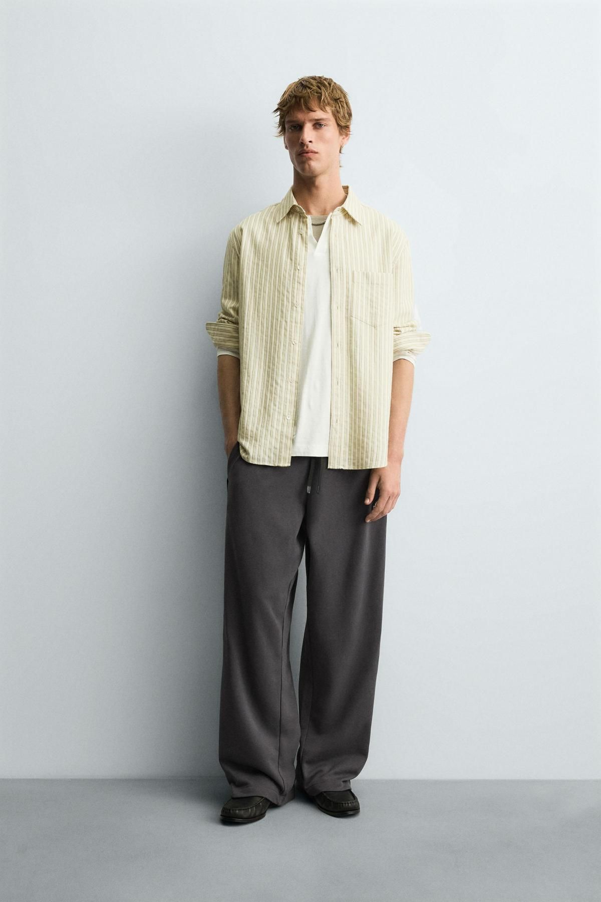 자라 테크니컬 배색 와이드 트레이닝 팬츠 0962/311 ANTHRACITE GREY - 상세 이미지 2