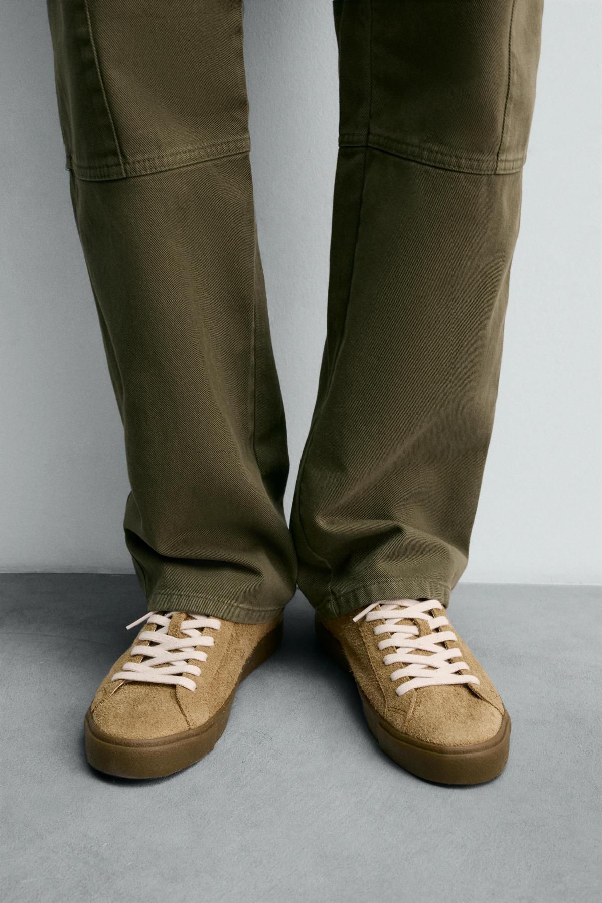 자라 스플릿 스웨이드 가죽 스니커즈 2295/620 CAMEL BROWN - 상세 이미지 4