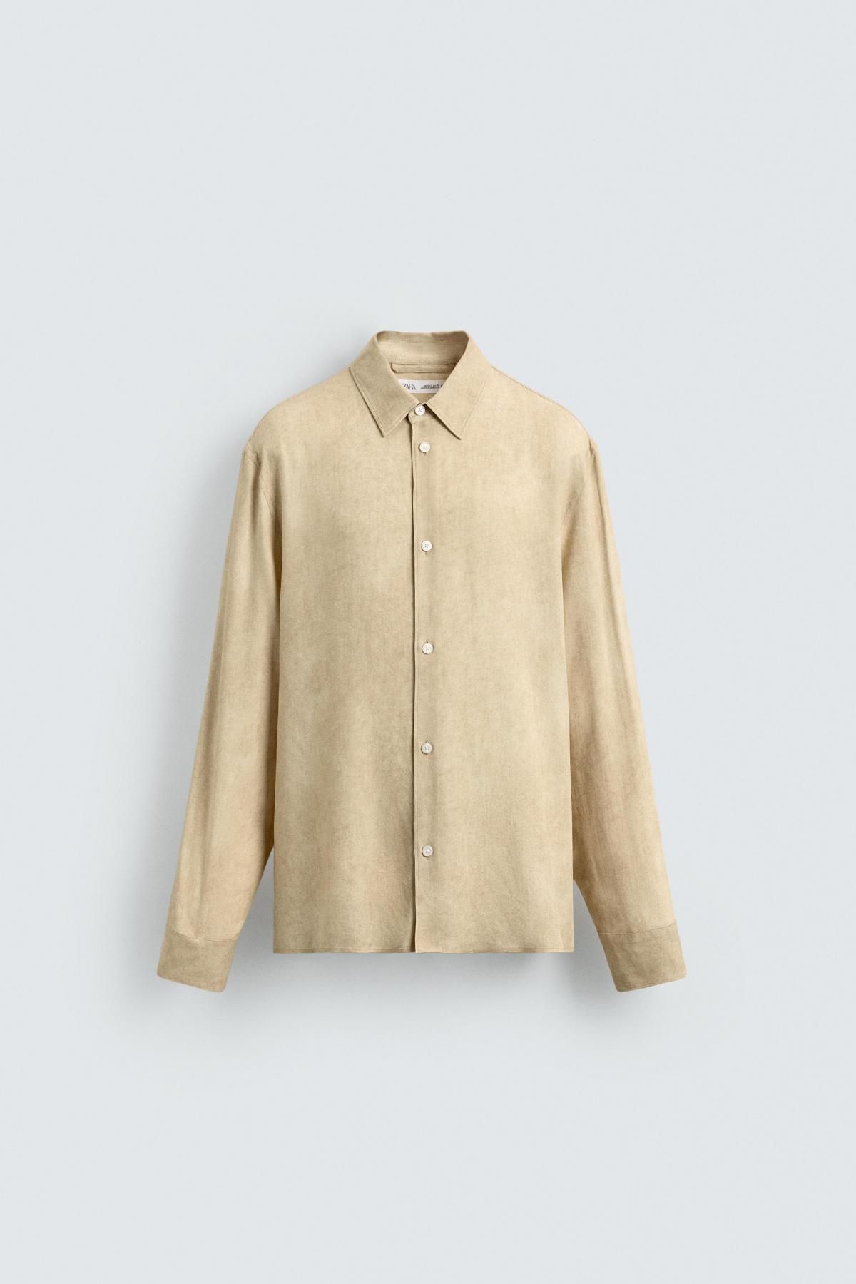 자라 베이직 루즈핏 플루이드 비스코스 긴팔 셔츠 5859/612 BEIGE - 메인 이미지