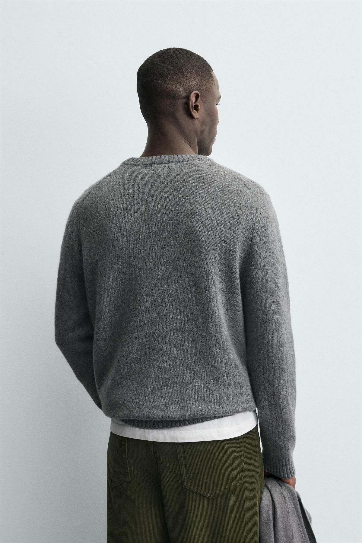 자라 미니멀 울블렌드 라운드 니트 스웨터 2632/306 GREY MARL - 상세 이미지 4