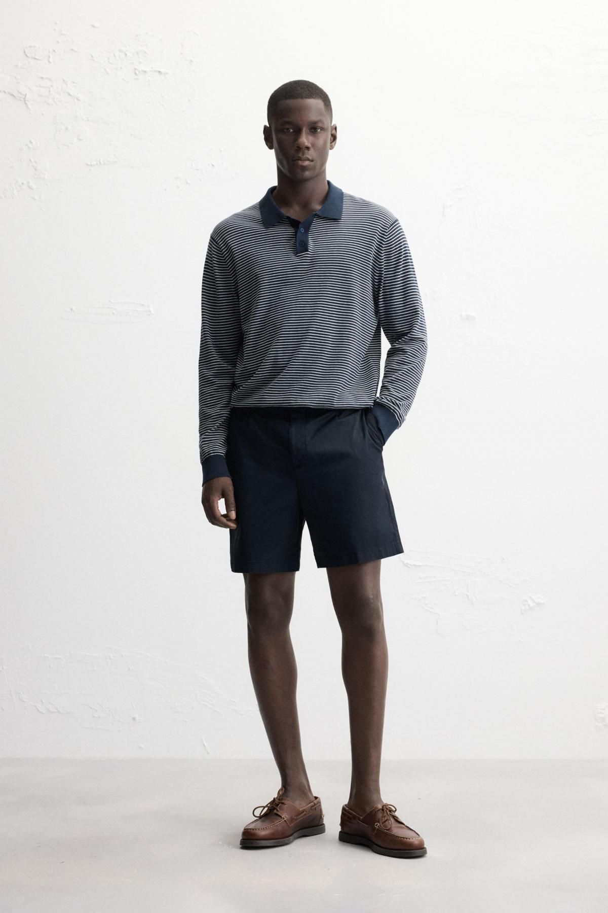 자라 코튼블렌드 플리츠 버뮤다 반바지 6786/788 NAVY BLUE - 상세 이미지 2