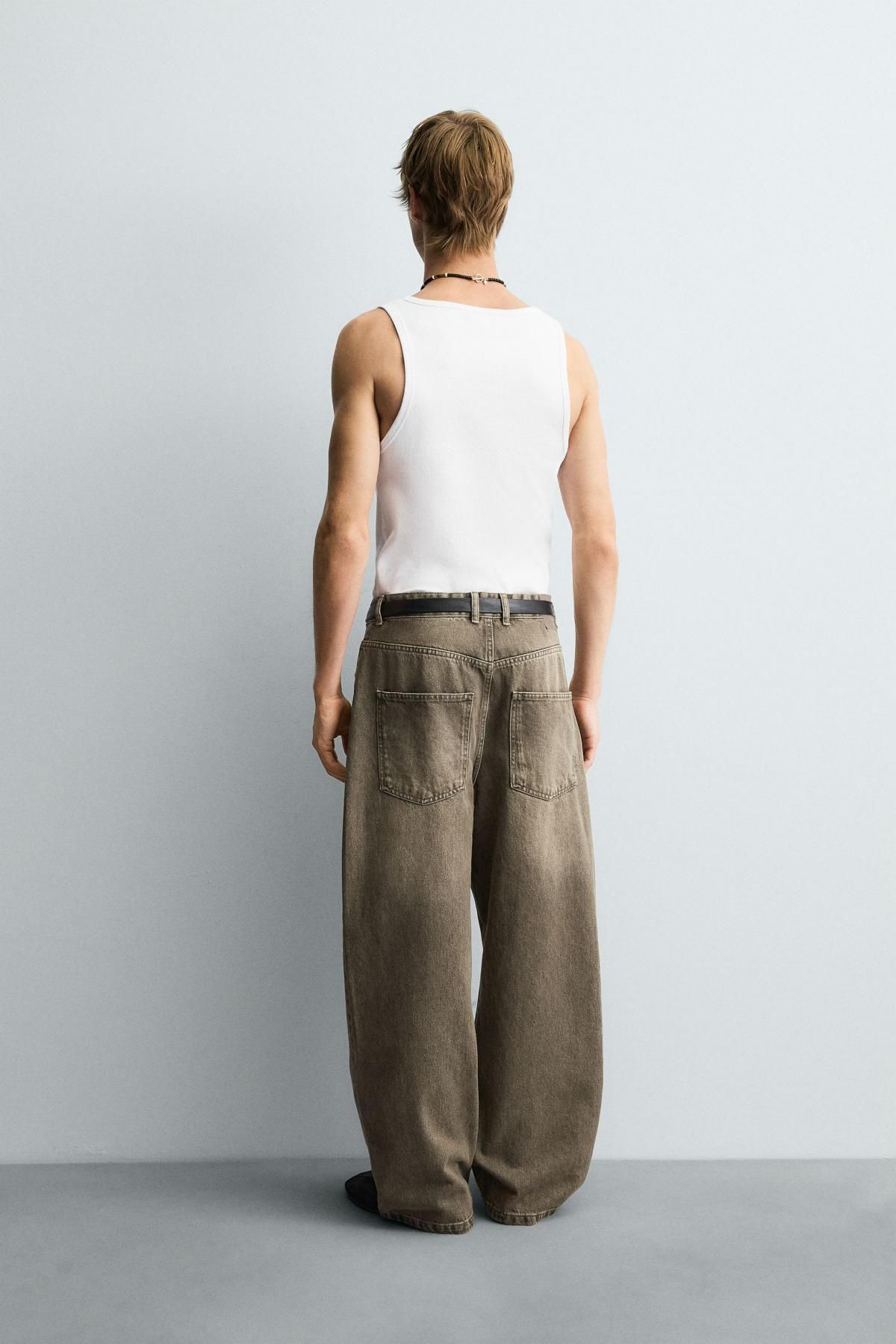 자라 빈티지 워싱 배기핏 와이드 데님 팬츠 5862/321 KHAKI - 상세 이미지 4