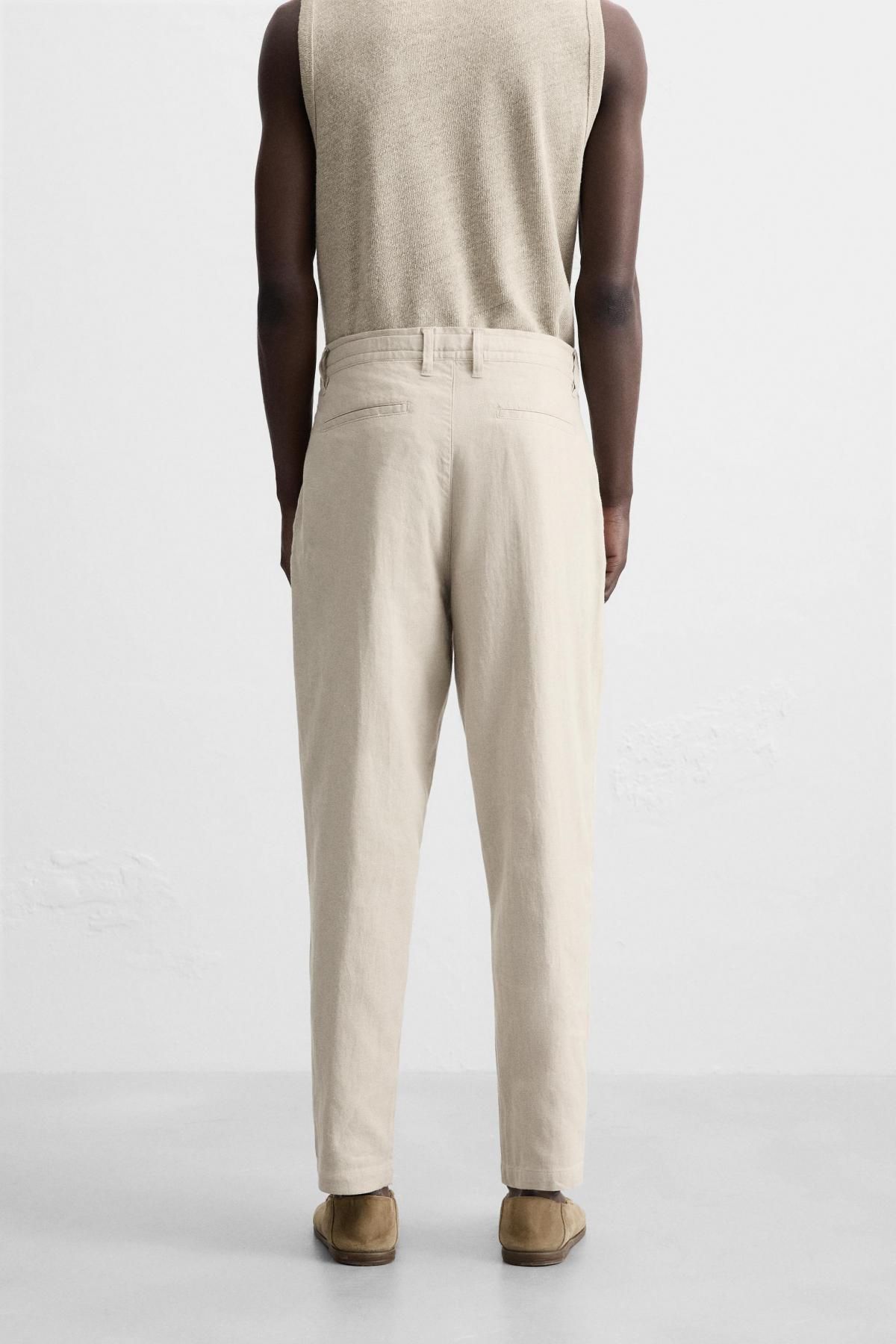 자라 코튼리넨 팬츠 8574/303 LIGHT BEIGE - 상세 이미지 3