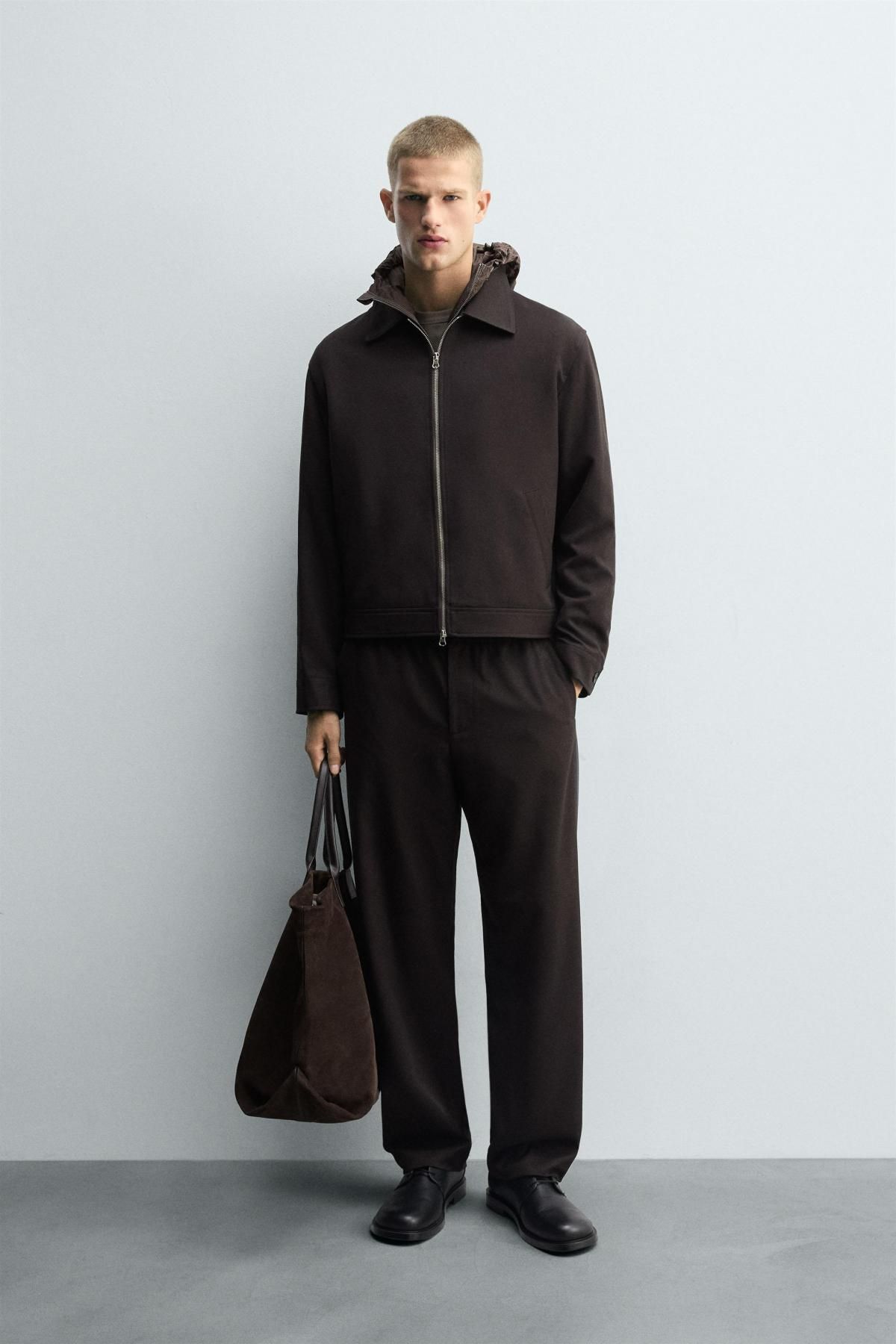 자라 테크니컬 레귤러핏 집업 오버셔츠 6861/959 BROWN - 상세 이미지 2
