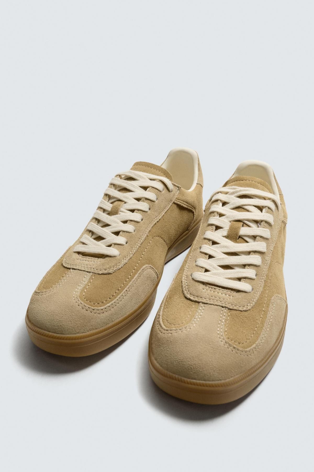 자라 스웨이드 베이지 배색 솔 로우탑 스니커즈 2288/620 SAND BROWN - 상세 이미지 2
