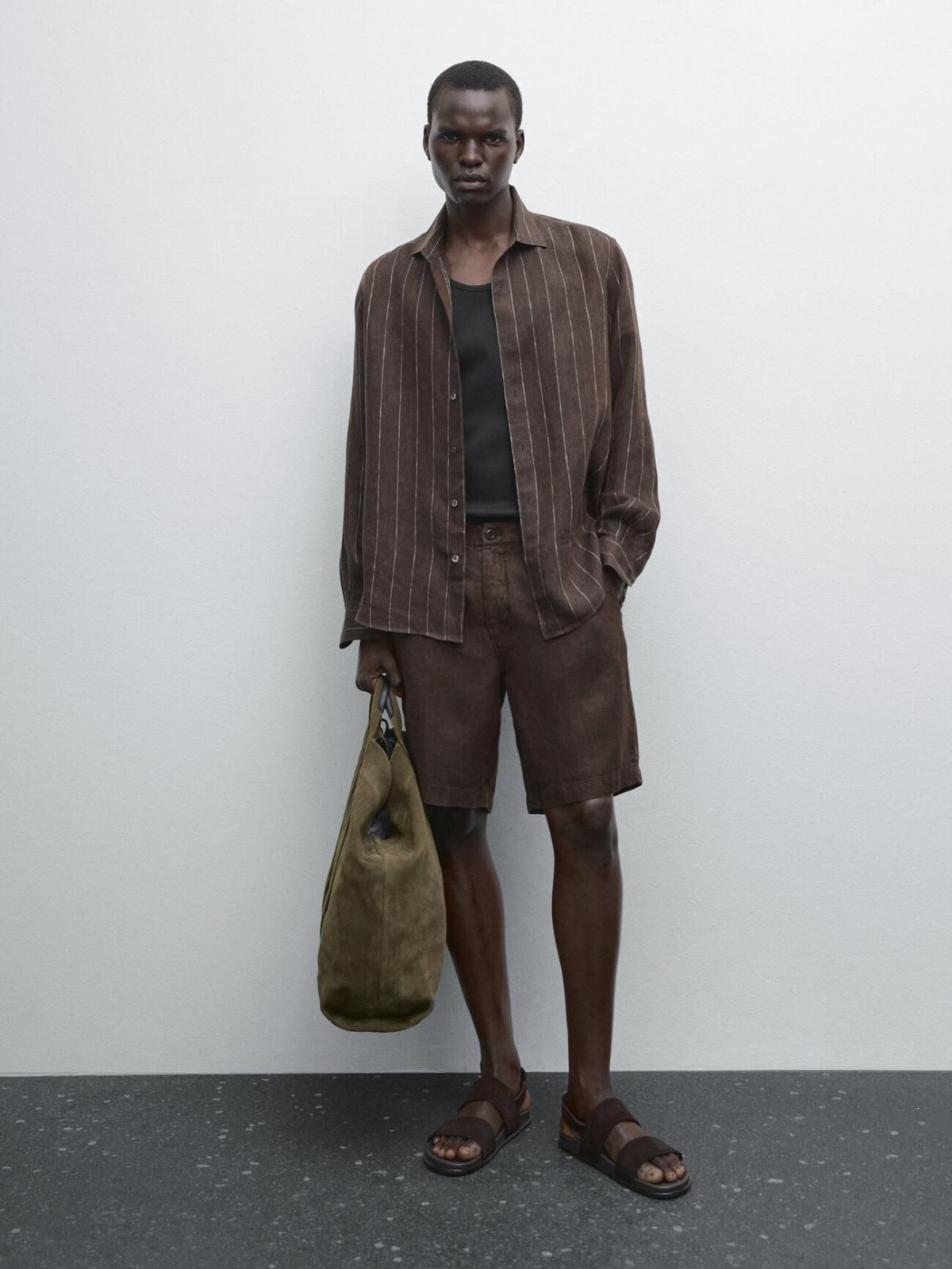 마시모두띠 내추럴 린넨 버뮤다 쇼츠 2901/007 BROWN - 상세 이미지 2