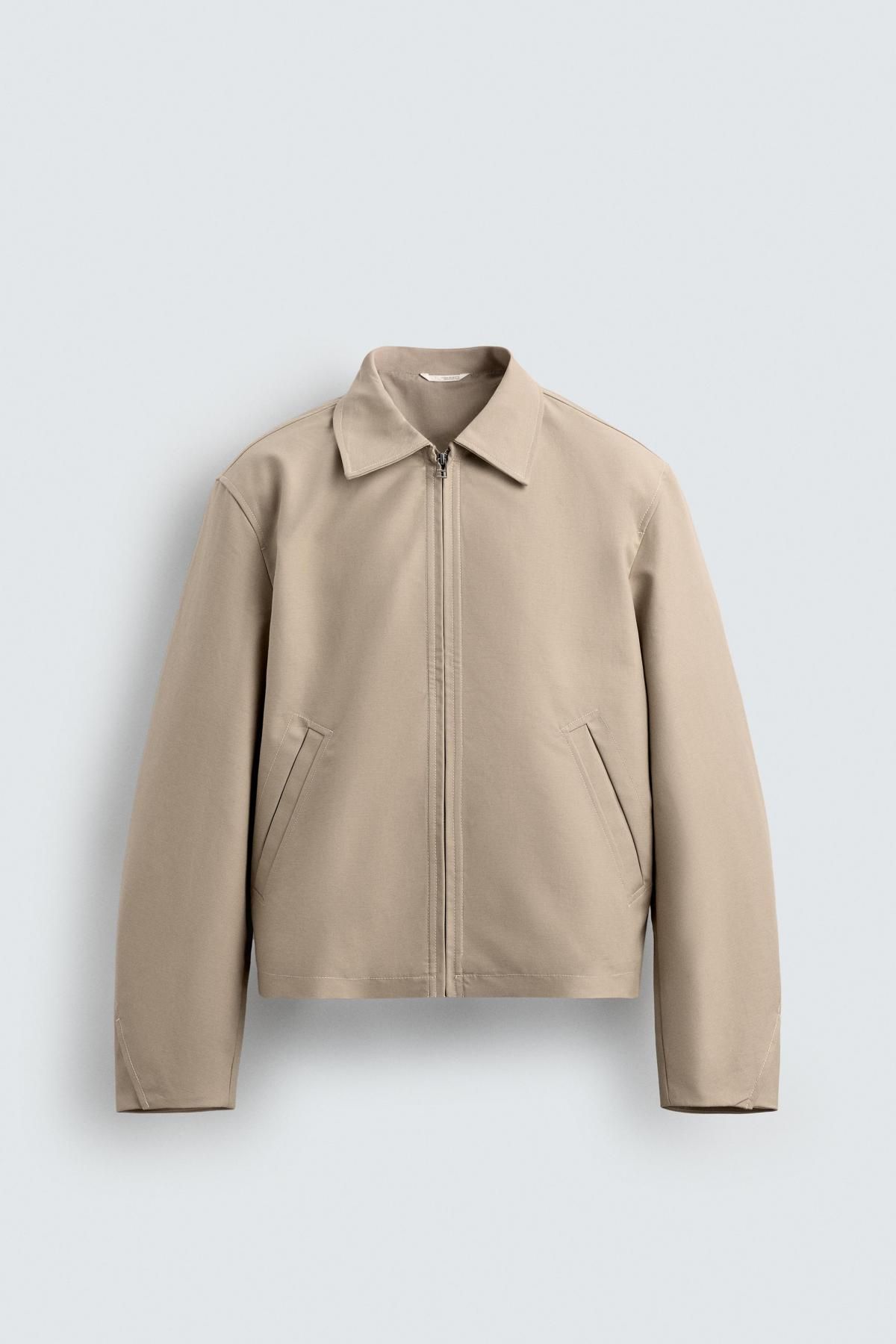 자라 미니멀 컴팩트 코튼 집업 재킷 3046/337 OLIVE GREEN - 메인 이미지