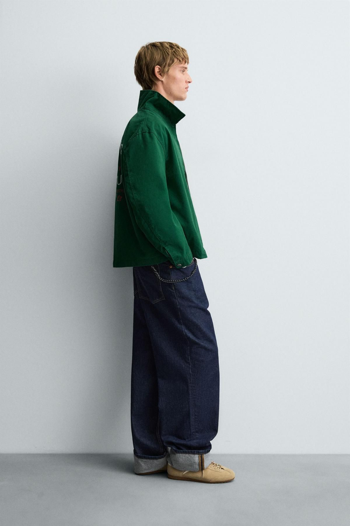 자라 테크니컬 자수 코튼 집업 재킷 4302/340 GREEN - 상세 이미지 5