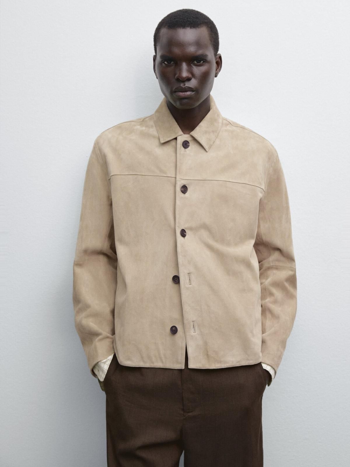 마시모두띠 프리미엄 스웨이드 레더 숏 재킷 3300/450 PALE KHAKI - 상세 이미지 3