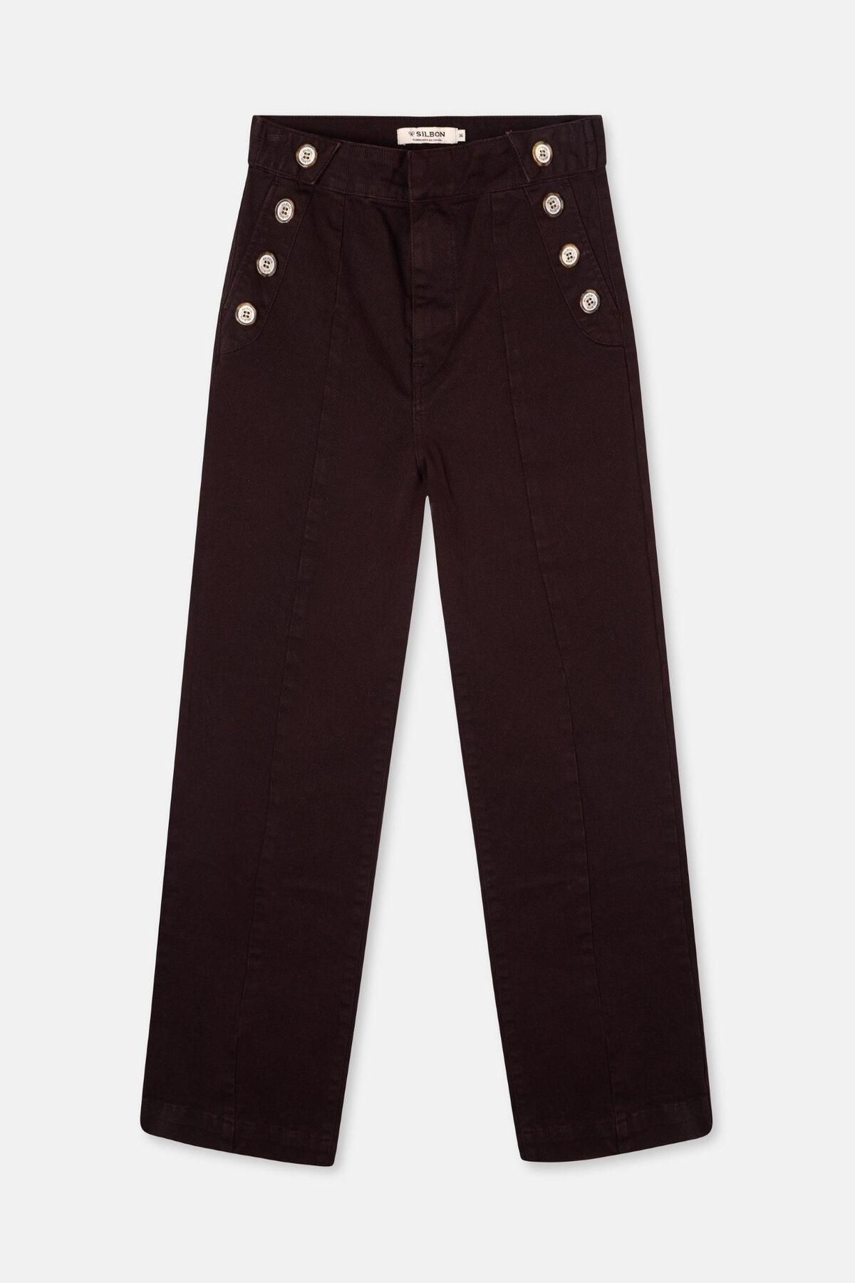 실본 마린룩 버튼 스트레이트 와이드 팬츠 3722205 MARRON OSCURO - 상품 이미지