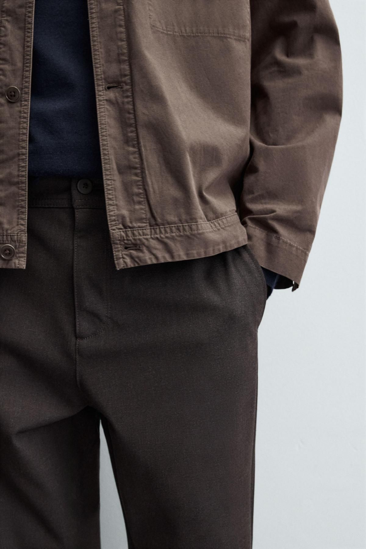 자라 테크니컬 텍스처 슬림핏 컴포트 팬츠 0706/650 BROWN - 상세 이미지 5