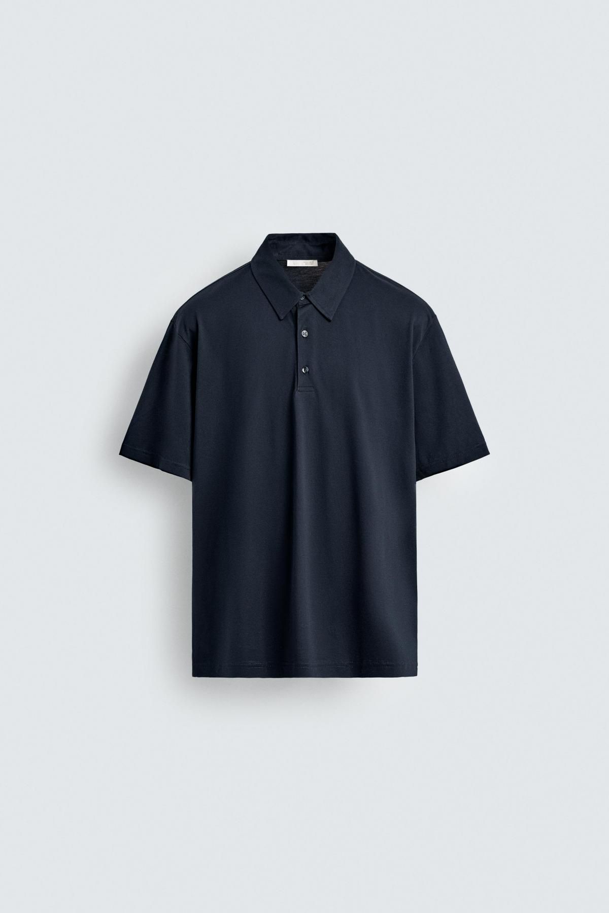 자라 테크니컬 머서라이즈 반팔 폴로 셔츠 5372/328 NAVY BLUE - 상품 이미지