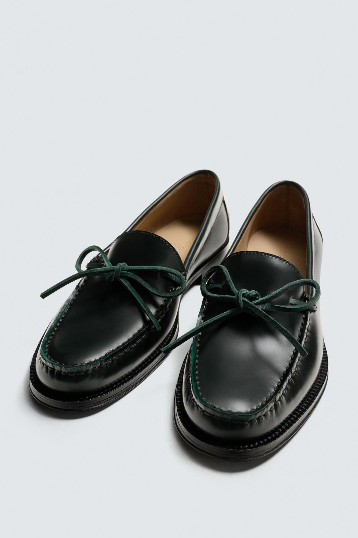 자라 럭셔리 글로시 레더 리본 로퍼 2681/620 BOTTLE GREEN - 상세 이미지 5