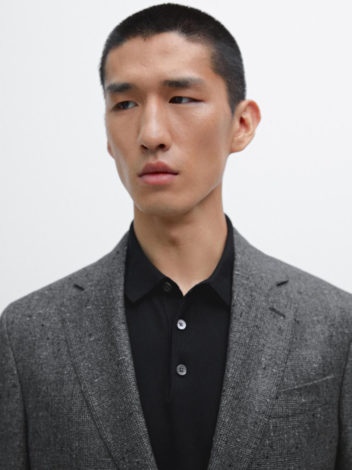 마시모두띠 테크니컬 텍스처 체크 울 블렌드 테일러드 재킷 3519/514 GREY - 상세 이미지 4