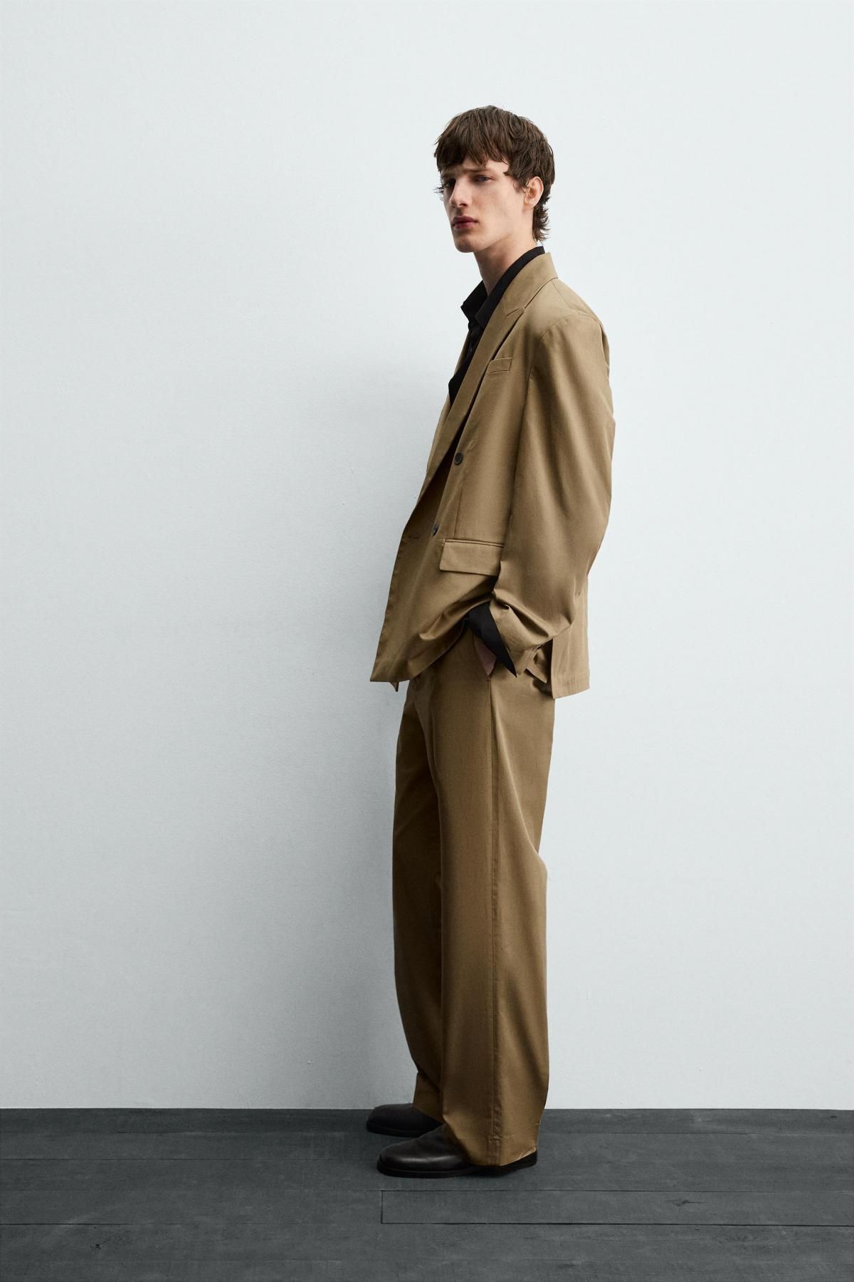 자라 라이트 브라운 더블 브레스트 블레이저 6392/700 CAMEL - 상세 이미지 5