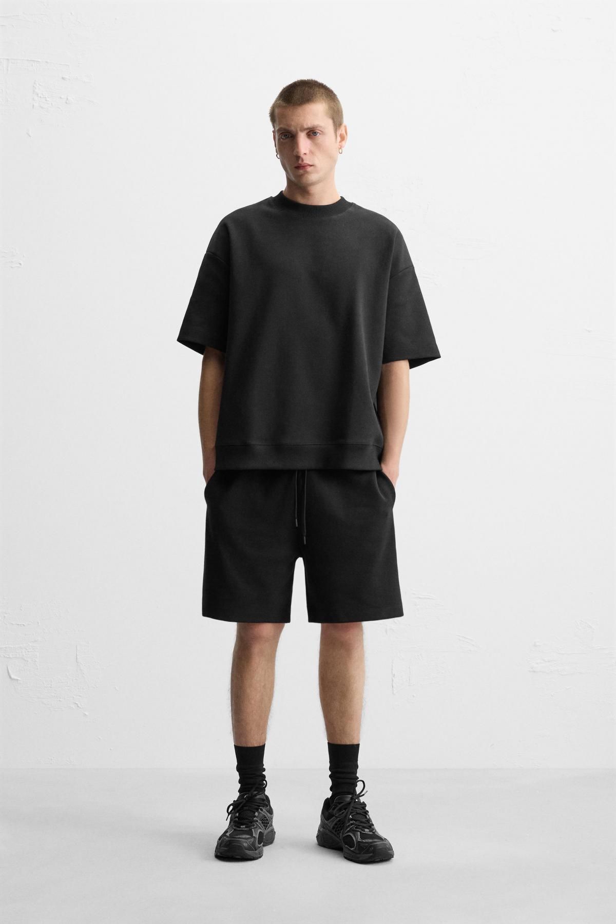 자라 인터록 텍스처 버뮤다 쇼츠 0761/451 BLACK - 상세 이미지 2