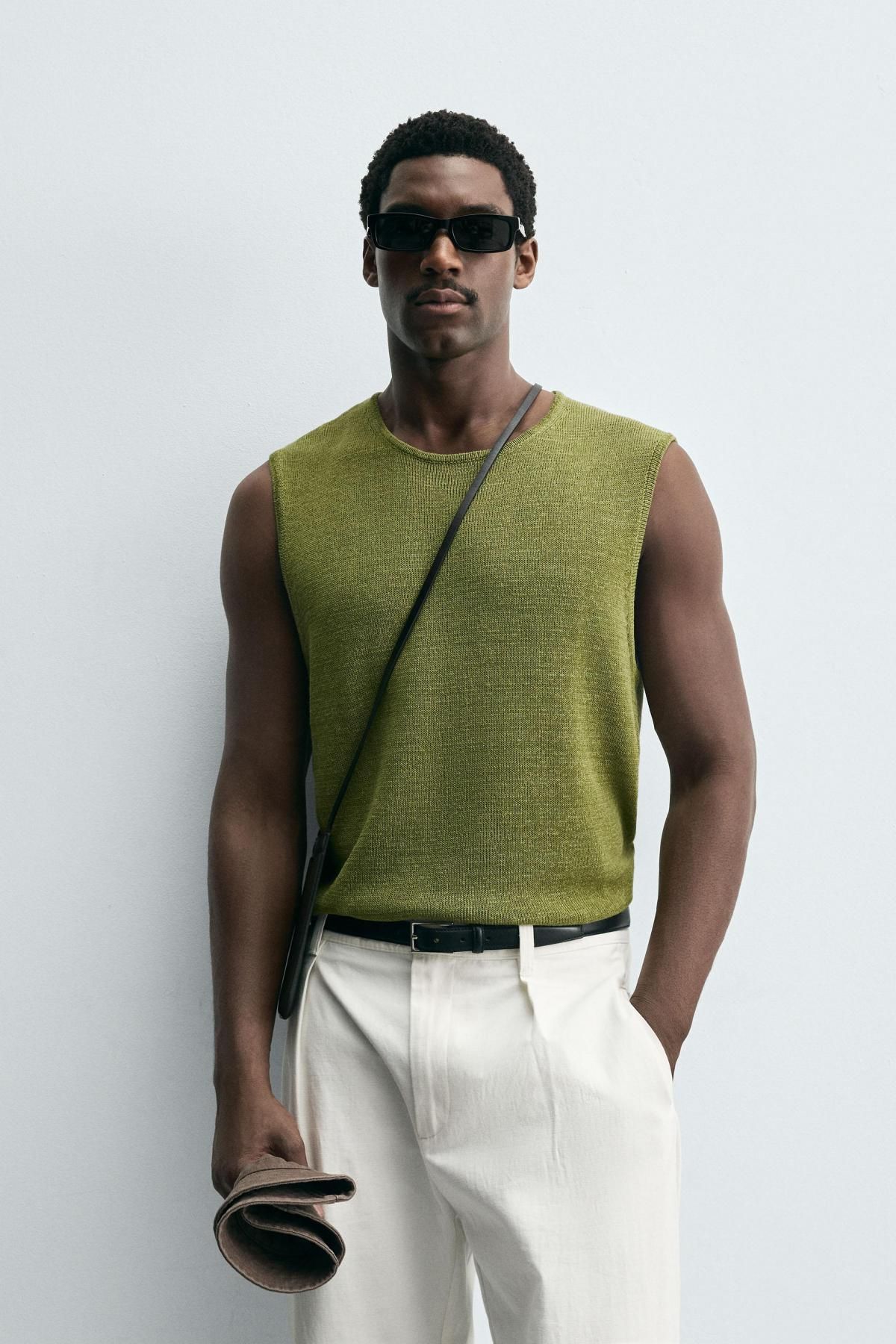 자라 린넨 블렌드 라운드넥 민소매 니트 베스트 2893/309 OLIVE GREEN - 상세 이미지 3
