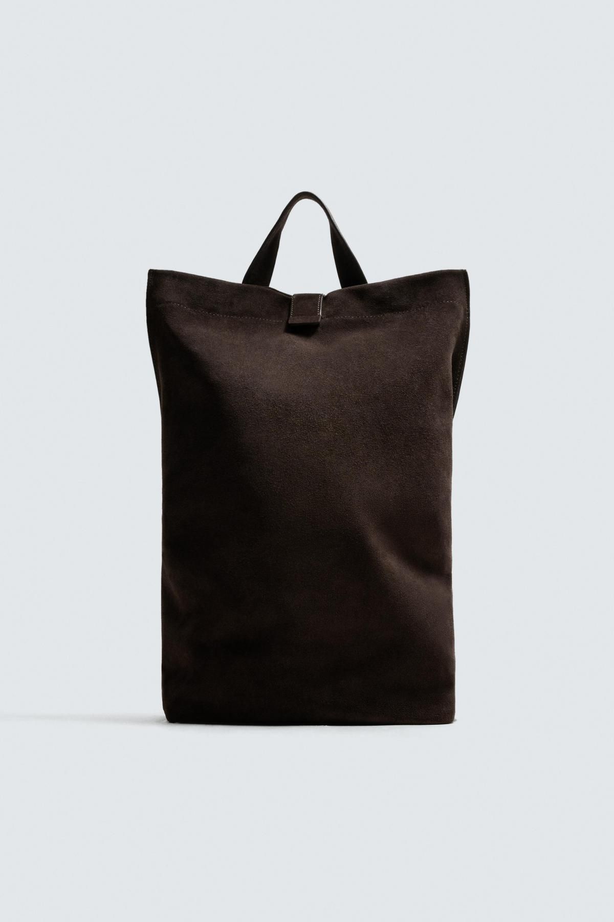 자라 프리미엄 스웨이드 레더 토트백 3268/620 BROWN - 메인 이미지