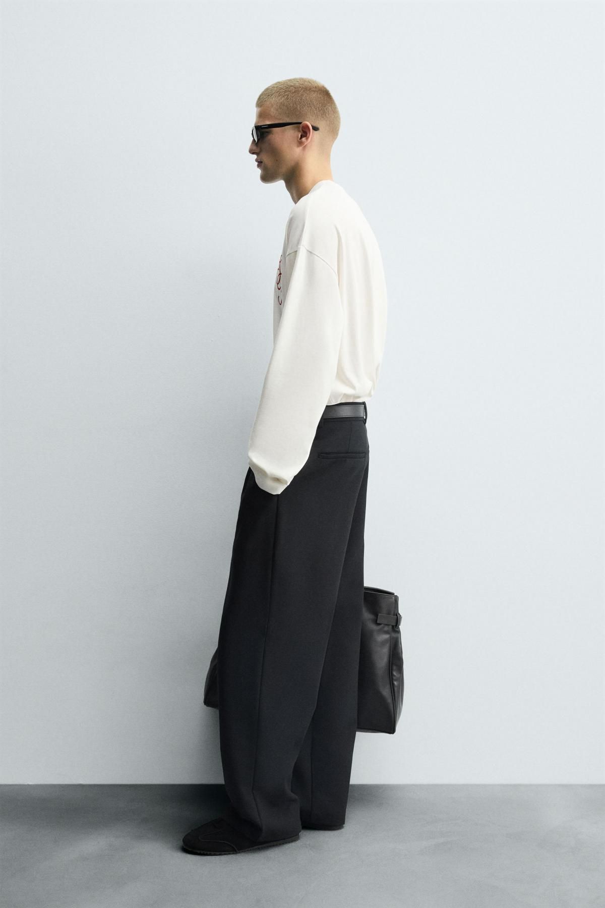 자라 박시핏 자수 긴팔 티셔츠 0761/373 WHITE - 상세 이미지 5