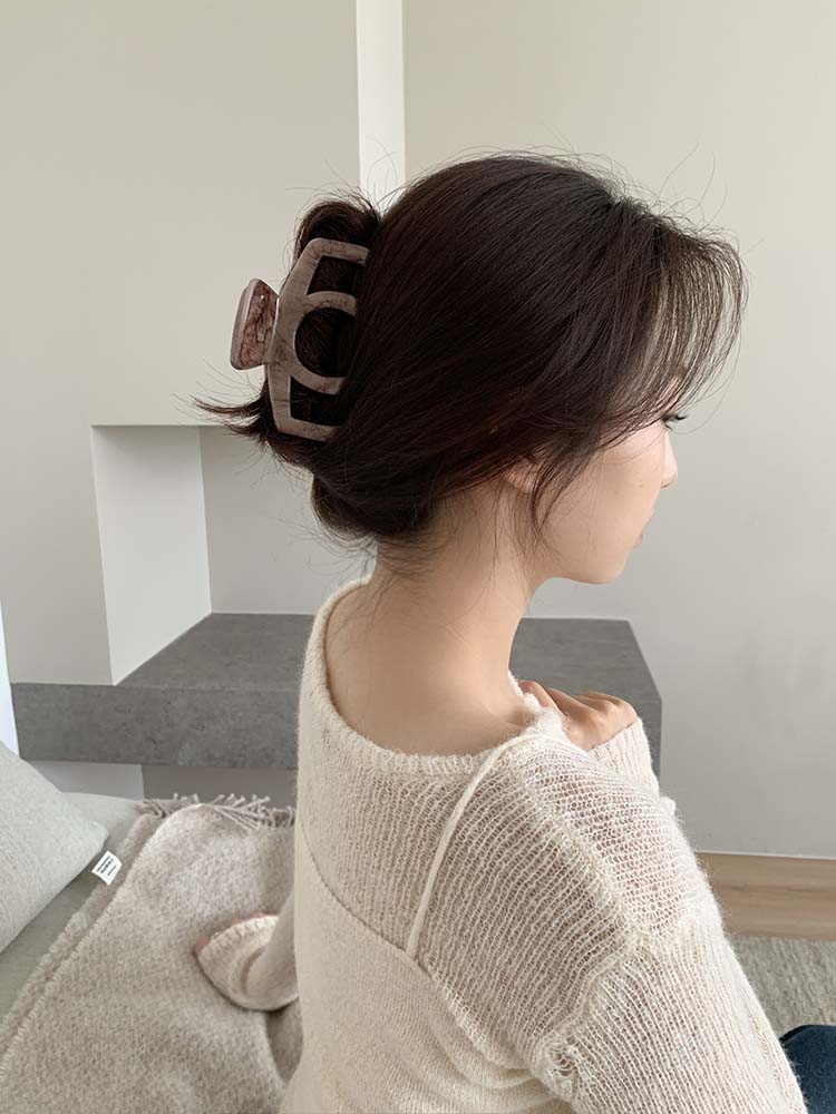 셀프러브 르헤 헤어클로 - 여성 마블 패턴 올림머리 폭넓은 빅 왕 꼬임 숱많은집게핀 이미지 2
