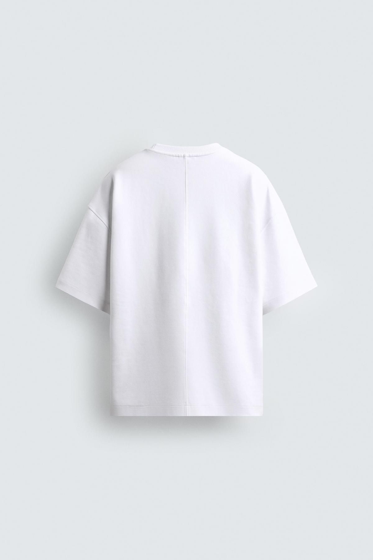 자라 테크니컬 오버핏 인터록 라벨 반팔 티셔츠 0761/338 WHITE - 상세 이미지 2