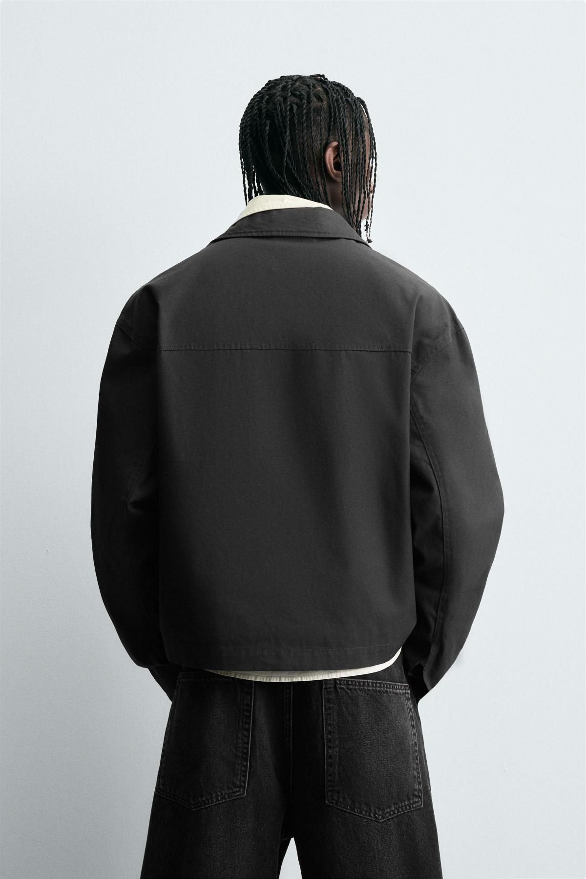 자라 테크니컬 캔버스 텍스처 크롭 오버셔츠 4391/701 FADED BLACK - 상세 이미지 4