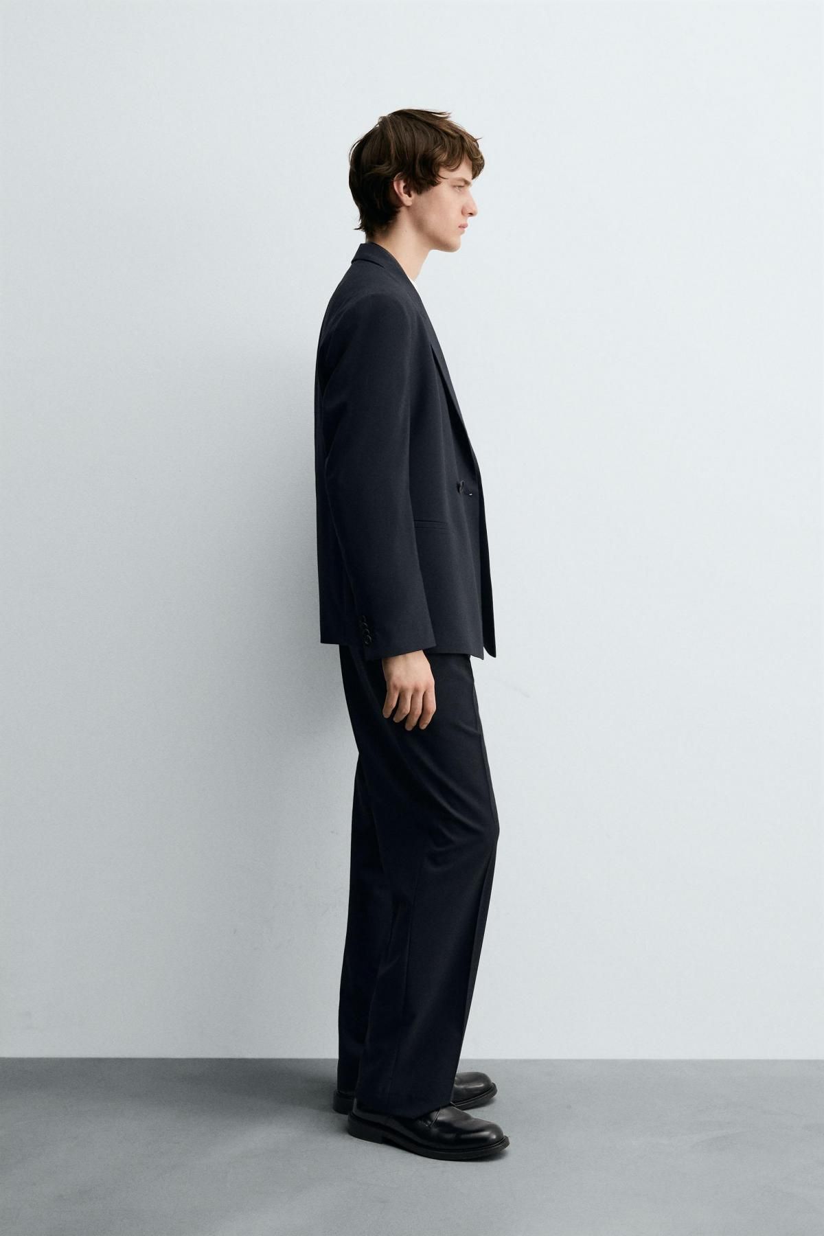 자라 와이드핏 스트라이프 테크니컬 정장 팬츠 5895/908 DARK NAVY - 상세 이미지 4