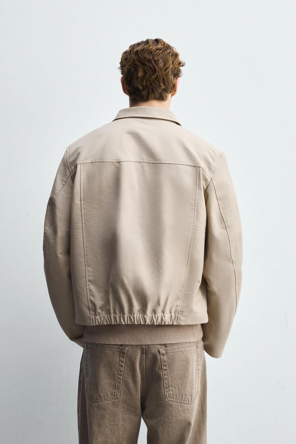 자라 미니멀 컴팩트 코튼 집업 재킷 3046/337 OLIVE GREEN - 상세 이미지 4