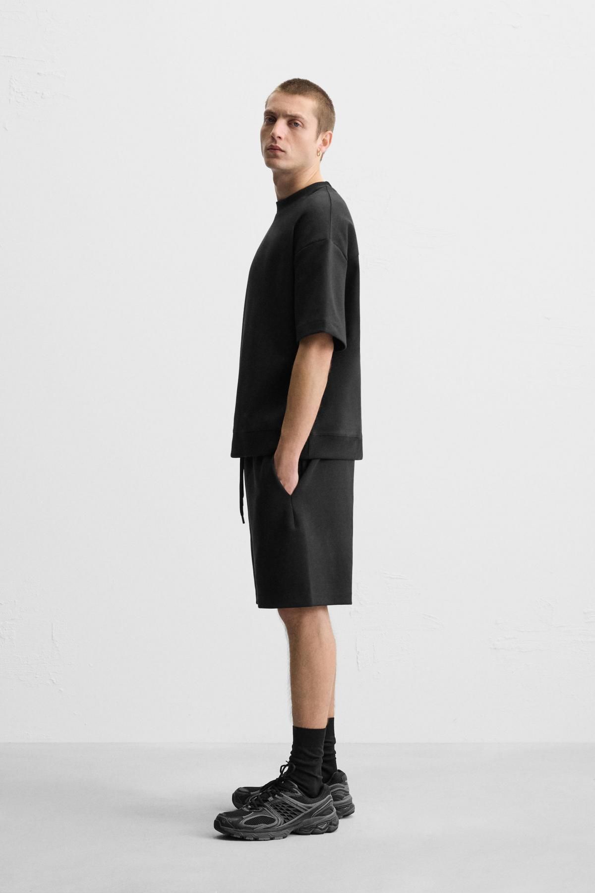 자라 인터록 텍스처 버뮤다 쇼츠 0761/451 BLACK - 상세 이미지 5