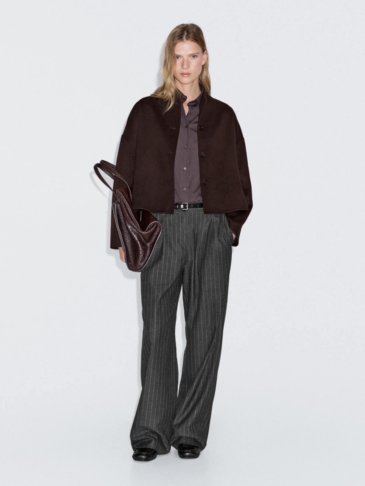 마시모두띠 울 블렌드 하이넥 크롭 자켓 6425/975 BROWN - 상세 이미지 2