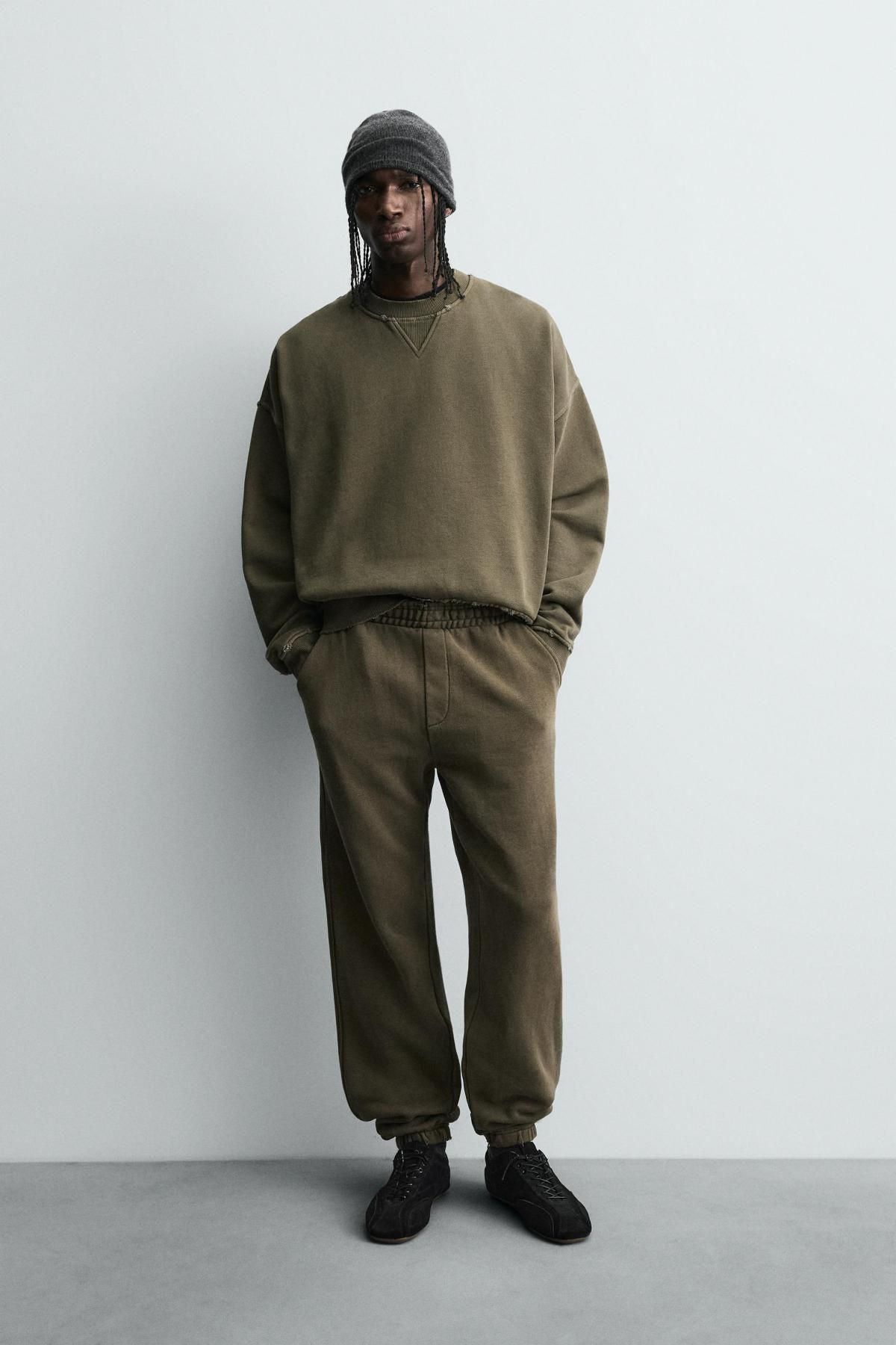 자라 스트레치 코튼 와이드 워시드 조거 팬츠 3443/306 KHAKI - 상세 이미지 2