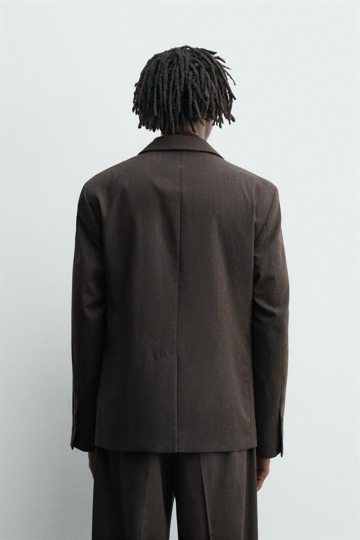 자라 울블렌드 더블브레스트 수트 블레이저 6609/634 BROWN VIGORE - 상세 이미지 4