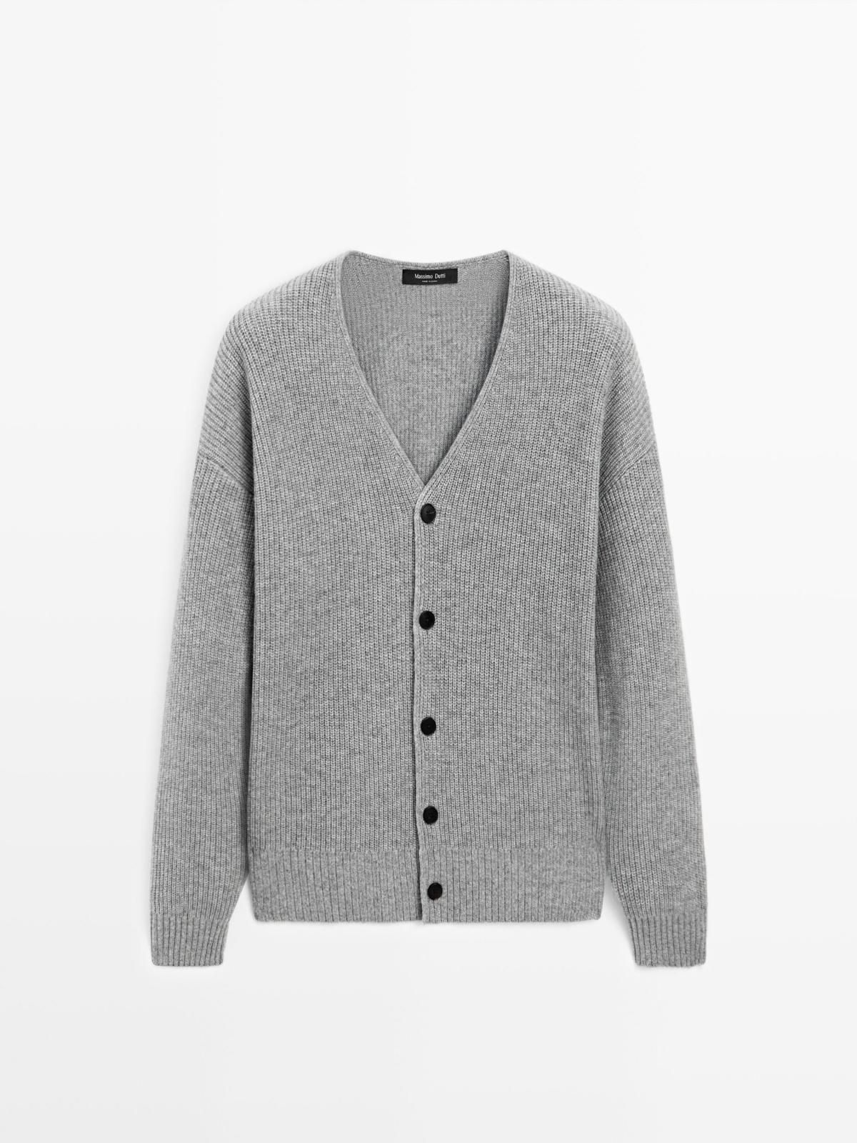 마시모두띠 미니멀 울블렌드 브이넥 니트 가디건 0971/700 PALE GREY - 상품 이미지