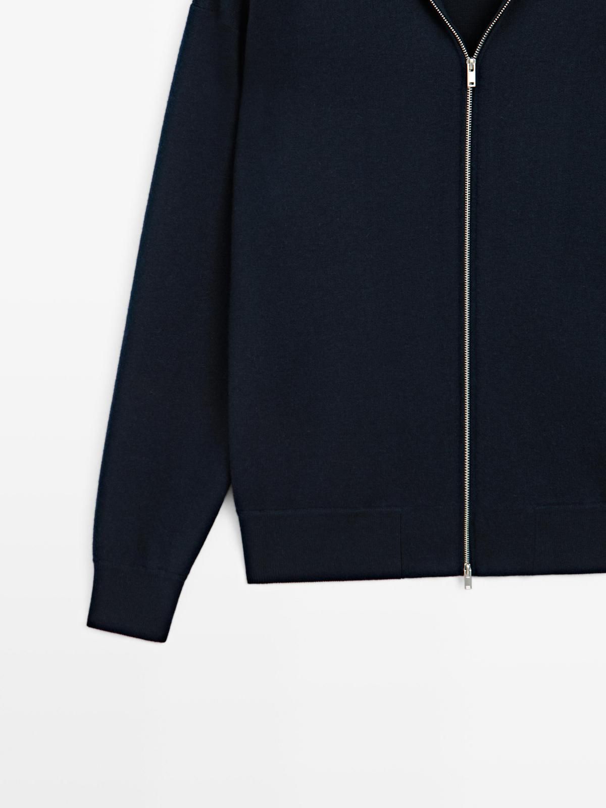 마시모두띠 네이비 미니멀 울코튼 집업 가디건 0949/382 NAVY BLUE - 상세 이미지 5