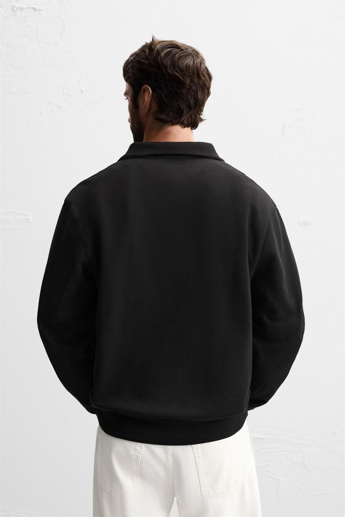 자라 베이직 테크니컬 지퍼넥 스웨트셔츠 0761/311 BLACK - 상세 이미지 4